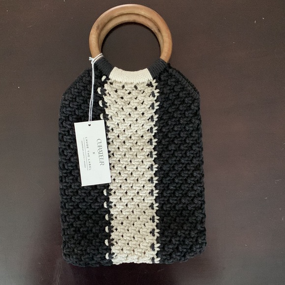 Host Pick ✨🎉✨Curateur x Laude the Label Gabby Mini Macrame Bag Black/off-white - Picture 2 of 6